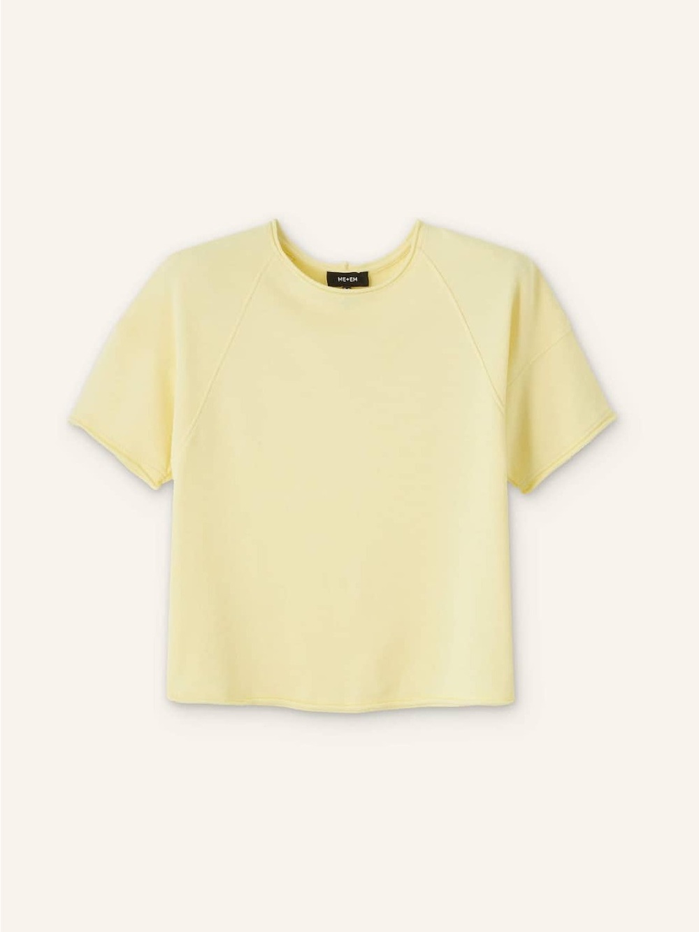 ME+EM Butter Yellow Raw Edge Terry Tee | Relaxed Luxury Cotton Sweatshirt Tee